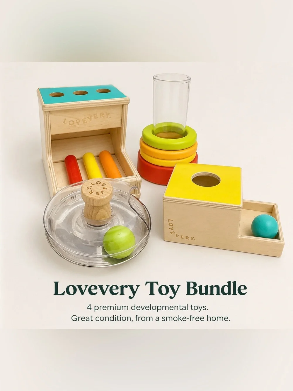 Lovevery Wooden Learning Toy Set — Yellow & Teal Accents
